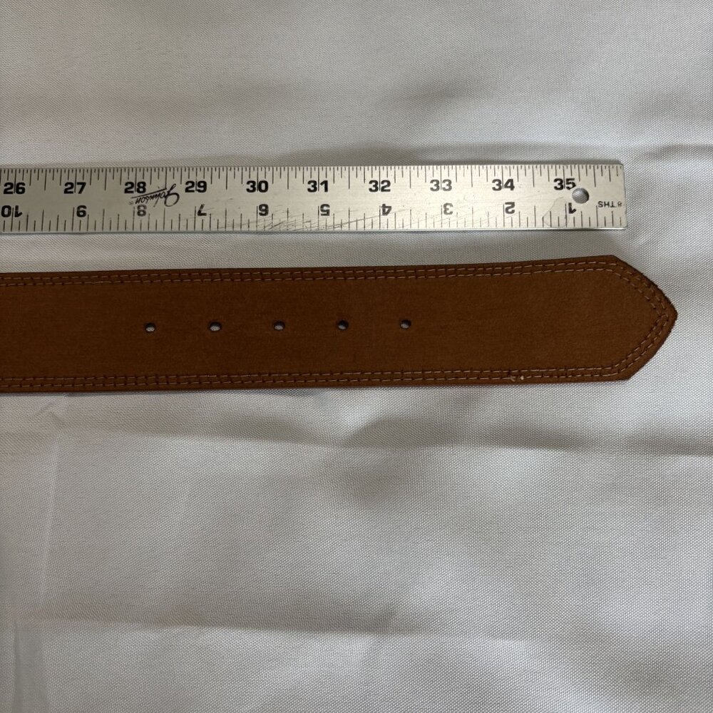 Linda Allard, Ellen Tracy Brown Genuine Leather Belt With Gold Buckle - Picture 8 of 8